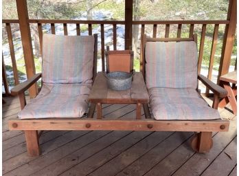 A Vintage Solid Wood Patio Chair Duo