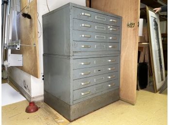 A Set Of Vintage Metal Industrial Drawer Units