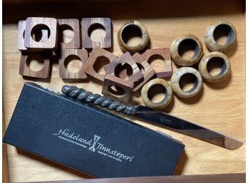 Mid Century Teak Napkin Rings And Accessories