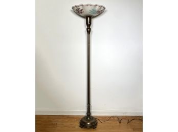 A Gorgeous 1930's Bronze And Glass Torchiere