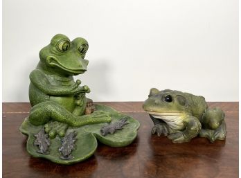 A Pairing Of Vintage Ceramic Garden Frogs