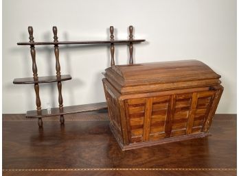 A Vintage Shelf And Wood Chest