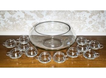 A Vintage Modern European Crystal Punchbowl Set