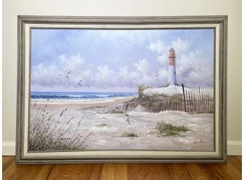 A Large Mid 20th Century Framed Oil On Canvas Seascape, Artist Signed