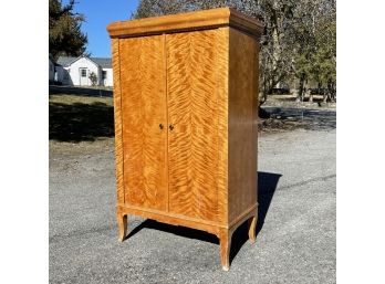 A Burl Wood Biedermeier Style Wardrobe Unit