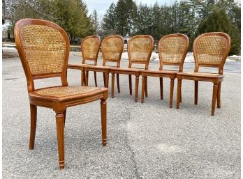 A Set Of 6 French Caned Hardwood Dining Chairs By Grange Furniture