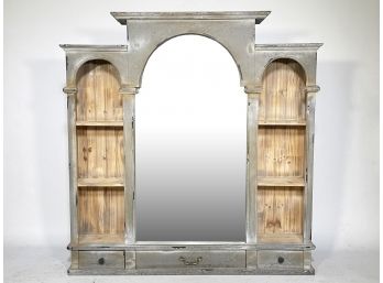 A Large Palladian Arched Mirrored Curio Cabinet