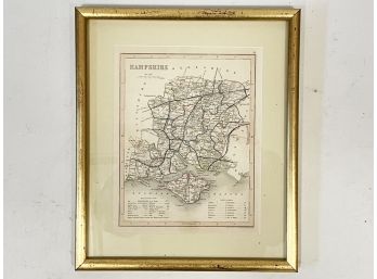 A Framed Vintage Map Of Hampshire, England