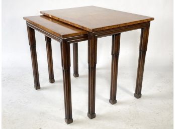 A Pair Of Vintage Veneered Wood Nesting Tables By The Old Colony Furniture Company