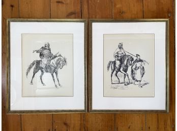 A Pair Of Vintage Etchings, Featuring Tuareg Horsemen