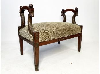 A 19th Century Rams Head Motif Upholstered Bench With Ormolu Trim