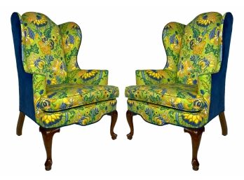 A Pair Of Vintage Armchairs In NEW William Morris Fabric