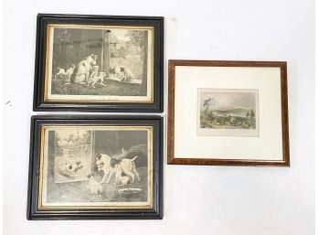 A Trio Of Vintage Dog And Landscape Prints