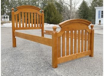 A Solid Maple Twin Bedstead By Grange Furniture