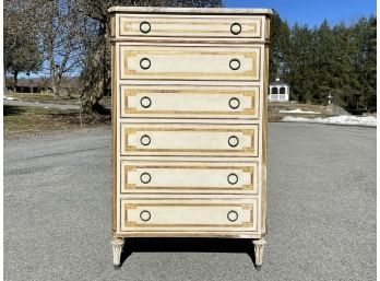 A Vintage Marble Top Neoclassical Style Chest Of Drawers