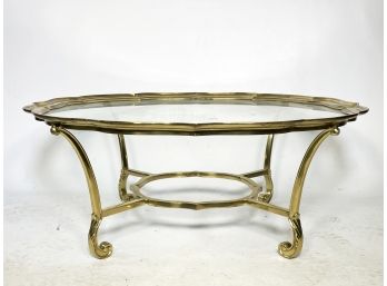 A Fabulous Hollywood Regency Brass And Glass Coffee Table