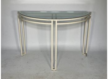 A Modern Streamlined Steel And Glass Console