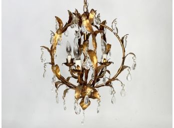 A Fabulous Vintage Crystal And Tole Chandelier