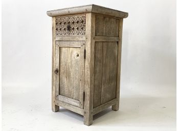 A Rustic Hand Carved Indonesian Hardwood End Table, Or Nightstand