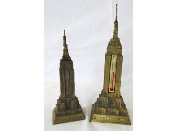 Pair Of 1930's-40's Era Souvenir Metal Buildings - Empire State Building New York City