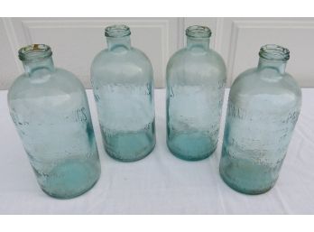 Lot Of 4 Early 1900's Sand Lake Springs 5 Pint Embossed Mineral Water Springs Bottles Sand Lake, NY