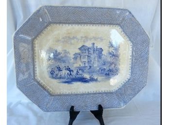 Mid-19th Century Staffordshire Transfer Ware Platter - Baronial Halls Pattern 17.75' X 13.75'