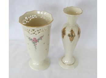 Pair Of Lenox Vases Petite Rose Pedestal Vase & Catalan Collection Bud Vase