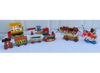 Awesome Estate Lot Of Early Fisher-Price Pull Toys Of The 1960's & 1970's.  Remember These?