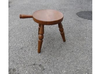 Cute Mid-Century Maple 3 Legged Milking Stool Or Plant Stand - Original Finish - Japan