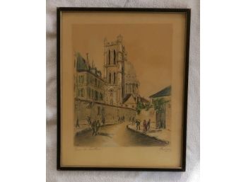 Signed Lithograph Titled Le Pantheon By French Artist Barday