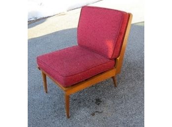 Mid Century Modern Castro Convertibles Blond Wood Low Chair W/Original Burgundy Cushions