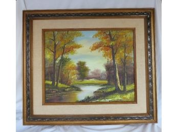 Vintage Framed Landscape Oil Painting-Sharon Connecticut, 1971