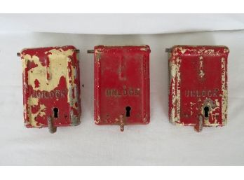 Lot Of 3 Institutional Alarm Unlock Boxes Without Keys-as Is Found Condition