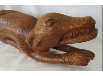 Folk Art Hand Carved Ferocious Looking Feral Dog, A Legendary Chupucabra?