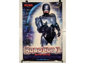 Vintage Rolled One Sheet Movie Store Poster Robocop 3