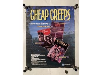 Vintage Rolled One Sheet Movie Store Poster Cheap Creeps VHS Poster