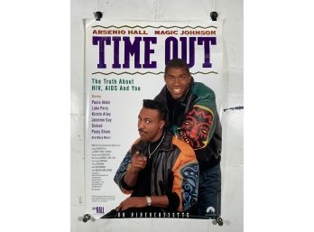 Vintage Rolled One Sheet Movie Store Poster Magic Johnson Time Out Truth About HIV