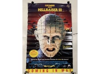 Vintage Rolled One Sheet Movie Store Poster Hellraiser Hell On Earth