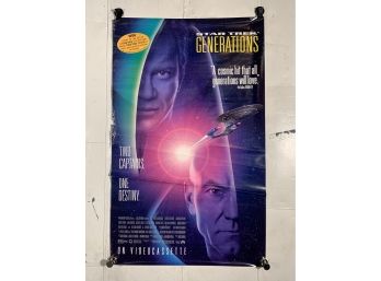 Vintage Rolled One Sheet Movie Store Poster Star Trek Generations