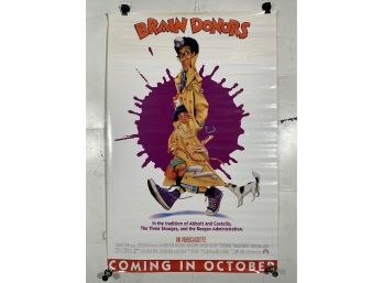 Vintage Rolled One Sheet Movie Store Poster Brain Donors