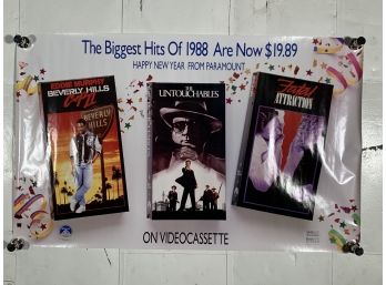 Vintage Rolled One Sheet Movie Store Poster 1988 Beverly Hills Cop Untouchables Fatal Attraction