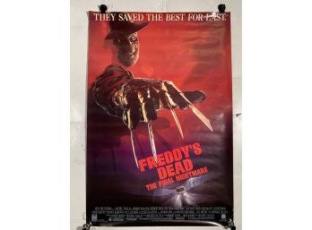 Vintage Rolled One Sheet Movie Store Poster Freddys Dead The Final Nightmare