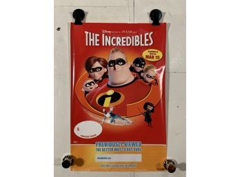 Vintage Rolled One Sheet Movie Store Poster The Incredibles