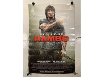 Vintage Rolled One Sheet Movie Store Poster Stallone Rambo The Fight Continues