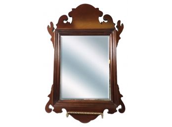 Vintage Carved Wood Small Wall Mirror With Beveled Glass