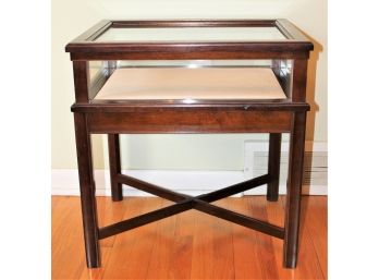 Bombay Company Cherry Mahogany Glass Curio Jewelry Display Case Table