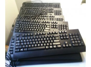 Lot Of Seven Lenovo Wired US Black Keyboards