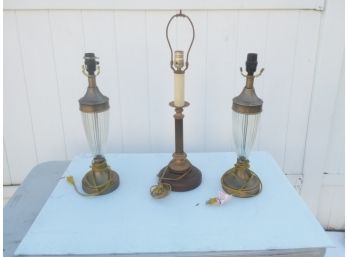 Lot Of Three Tall House Lamps Without Shades