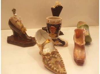 Assorted Lot Of Six Vintage Small Shoe Figurines