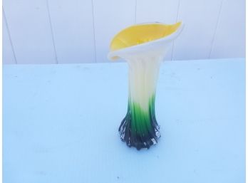 Vintage Murano 'Jack In The Pulpit' Yellow Calla Lily Vase